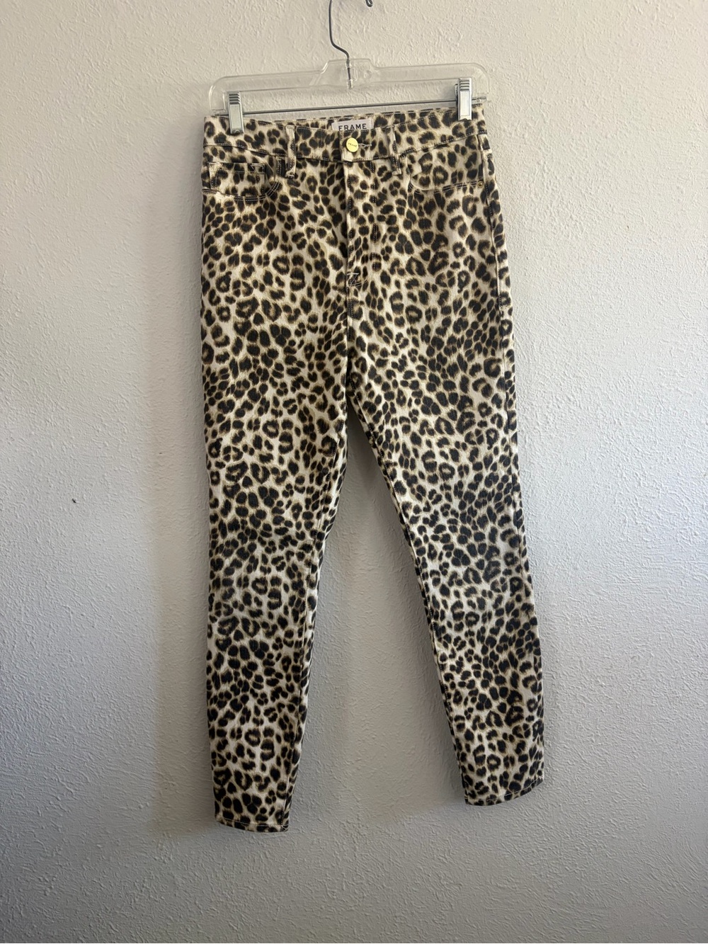 Frame Denim Leopard Print Skinny Jeans - Beige & Black
